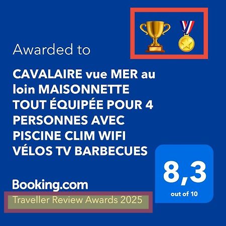 CAVALAIRE vue MER au loin MAISONNETTE TOUT ÉQUIPÉE POUR 4 PERSONNES AVEC PISCINE CLIM WIFI VÉLOS TV BARBECUES Ngoại thất bức ảnh