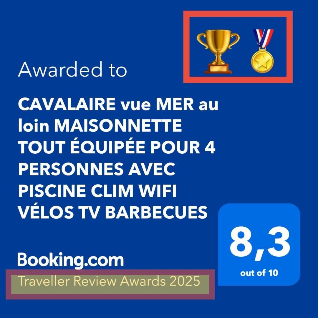 CAVALAIRE vue MER au loin MAISONNETTE TOUT ÉQUIPÉE POUR 4 PERSONNES AVEC PISCINE CLIM WIFI VÉLOS TV BARBECUES Ngoại thất bức ảnh